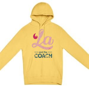 Comma La Kamala Harris Tim Walz Coach 2024 La Comma Premium Pullover Hoodie