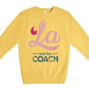 Comma La Kamala Harris Tim Walz Coach 2024 La Comma Premium Crewneck Sweatshirt