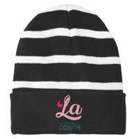 Comma La Kamala Harris Tim Walz Coach 2024 La Comma Striped Beanie with Solid Band