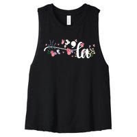 Comma La Kamala Harris Vintage Floral Feminine President Women's Racerback Cropped Tank