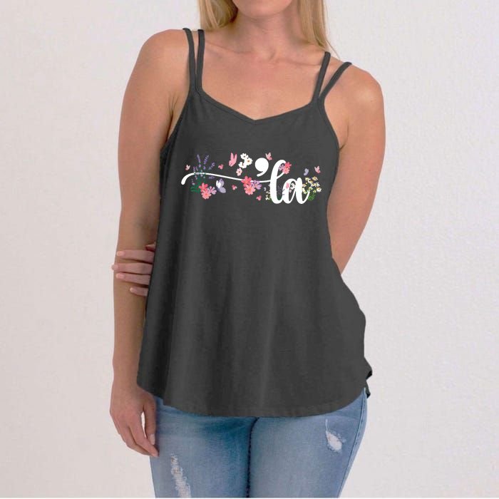 Comma La Kamala Harris Vintage Floral Feminine President Women's Strappy Tank