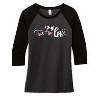 Comma La Kamala Harris Vintage Floral Feminine President Women's Tri-Blend 3/4-Sleeve Raglan Shirt