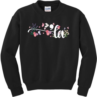 Comma La Kamala Harris Vintage Floral Feminine President Kids Sweatshirt