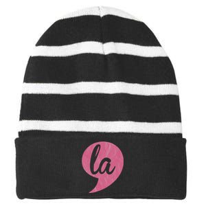 Comma + La Kamala Harris Vp 2020 Election Aka Soror Voting Striped Beanie with Solid Band