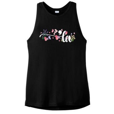 Comma La Kamala Harris Vintage Floral Feminine President Ladies PosiCharge Tri-Blend Wicking Tank