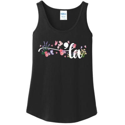 Comma La Kamala Harris Vintage Floral Feminine President Ladies Essential Tank