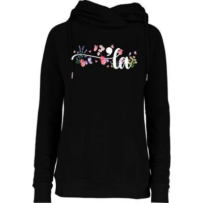 Comma La Kamala Harris Vintage Floral Feminine President Womens Funnel Neck Pullover Hood