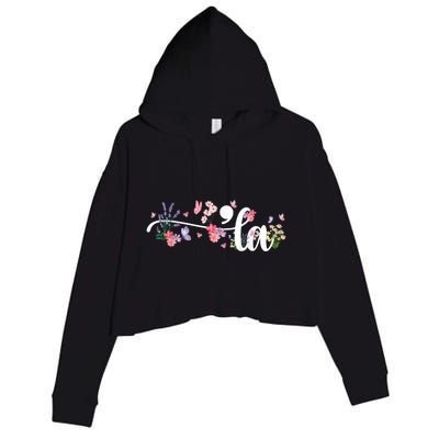 Comma La Kamala Harris Vintage Floral Feminine President Crop Fleece Hoodie