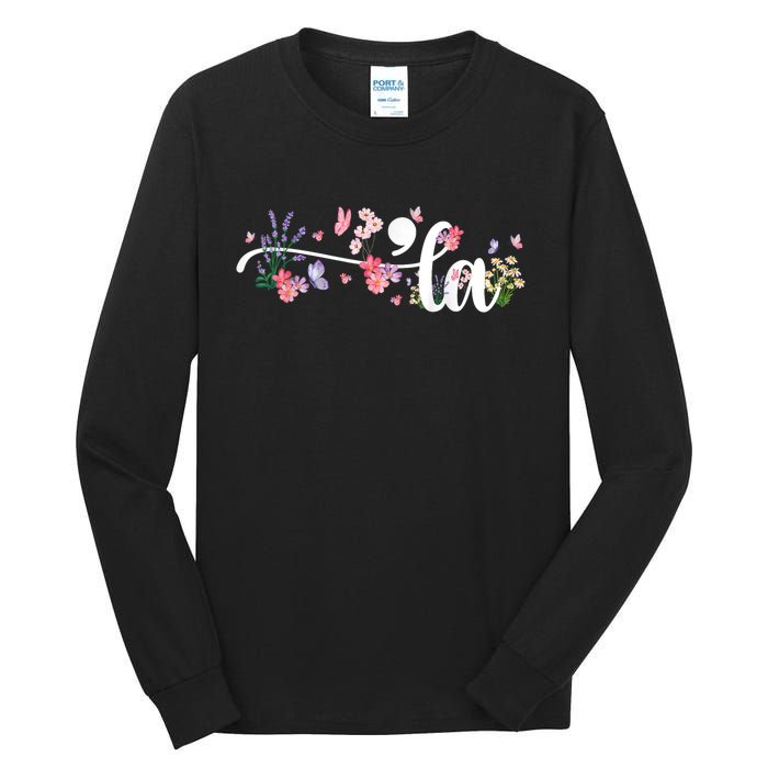 Comma La Kamala Harris Vintage Floral Feminine President Tall Long Sleeve T-Shirt