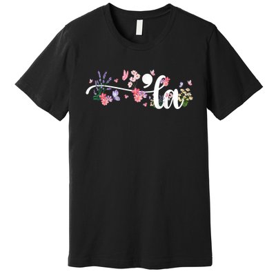 Comma La Kamala Harris Vintage Floral Feminine President Premium T-Shirt