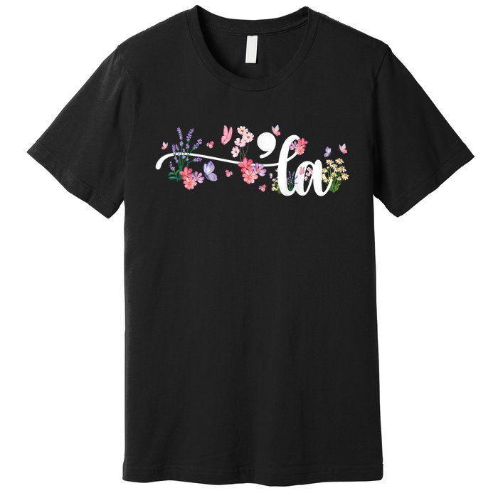 Comma La Kamala Harris Vintage Floral Feminine President Premium T-Shirt