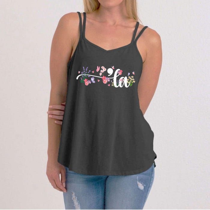 Comma La Kamala Harris Vintage Floral Feminine President Women's Strappy Tank