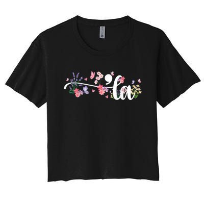 Comma La Kamala Harris Vintage Floral Feminine President Women's Crop Top Tee