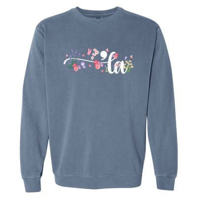 Comma La Kamala Harris Vintage Floral Feminine President Garment-Dyed Sweatshirt