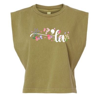 Comma La Kamala Harris Vintage Floral Feminine President Garment-Dyed Women's Muscle Tee