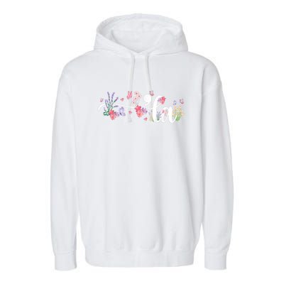 Comma La Kamala Harris Vintage Floral Feminine President Garment-Dyed Fleece Hoodie