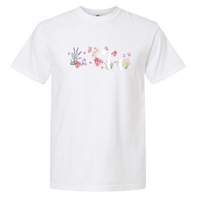 Comma La Kamala Harris Vintage Floral Feminine President Garment-Dyed Heavyweight T-Shirt