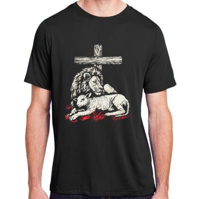 Christianity Lion Lamb Christian Cross Adult ChromaSoft Performance T-Shirt