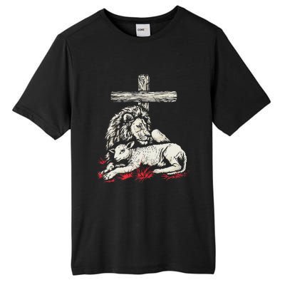 Christianity Lion Lamb Christian Cross Tall Fusion ChromaSoft Performance T-Shirt