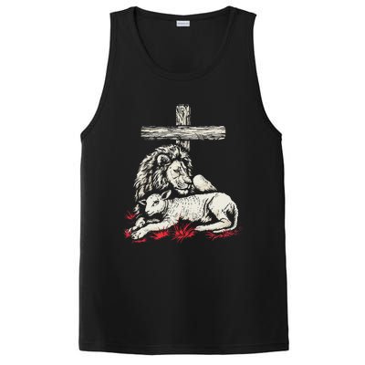 Christianity Lion Lamb Christian Cross PosiCharge Competitor Tank