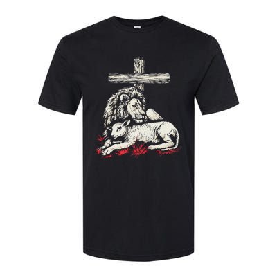 Christianity Lion Lamb Christian Cross Softstyle CVC T-Shirt