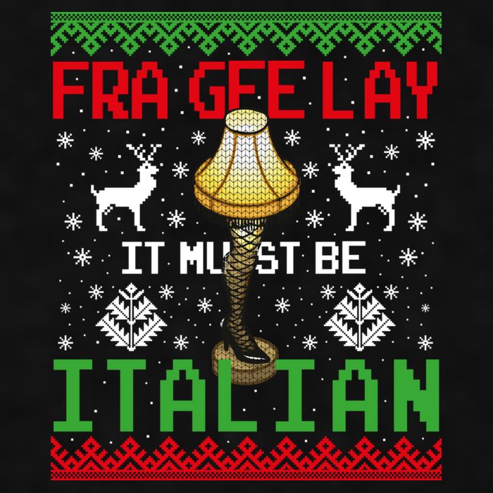 Fragile Christmas Leg Lamp FRA GEE LAY It Must Be Italian Ugly Sweater Ladies PosiCharge Tri-Blend Wicking Tank