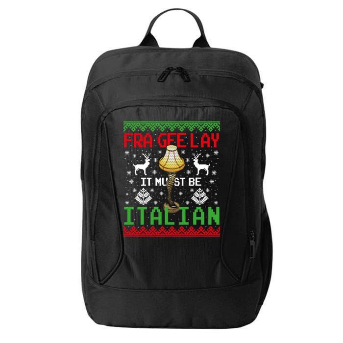Fragile Christmas Leg Lamp FRA GEE LAY It Must Be Italian Ugly Sweater City Backpack