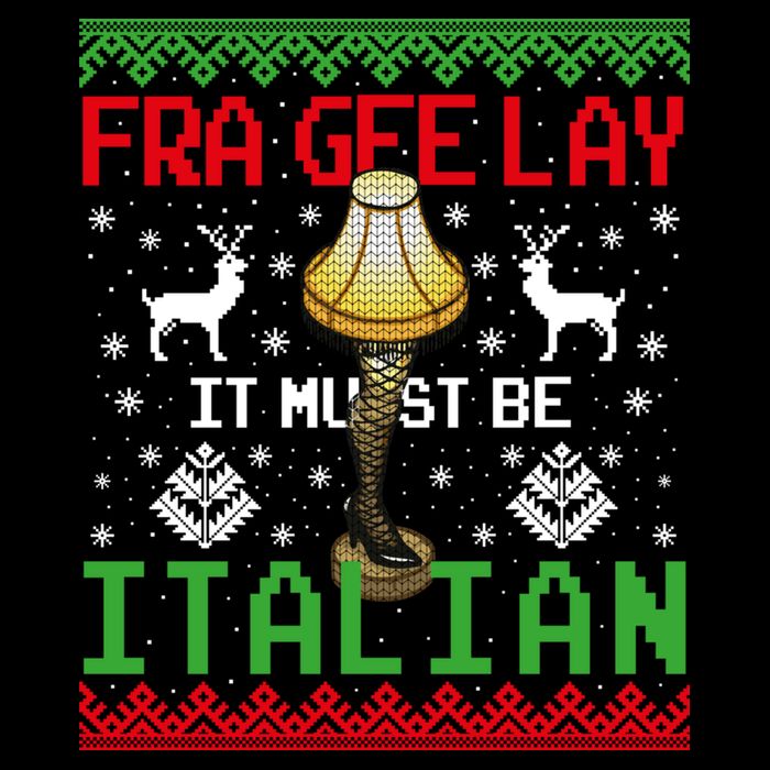 Fragile Christmas Leg Lamp FRA GEE LAY It Must Be Italian Ugly Sweater Bucket Hat