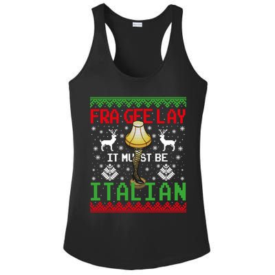 Fragile Christmas Leg Lamp FRA GEE LAY It Must Be Italian Ugly Sweater Ladies PosiCharge Competitor Racerback Tank