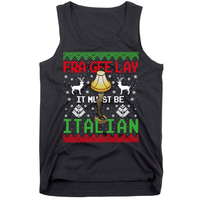 Fragile Christmas Leg Lamp FRA GEE LAY It Must Be Italian Ugly Sweater Tank Top