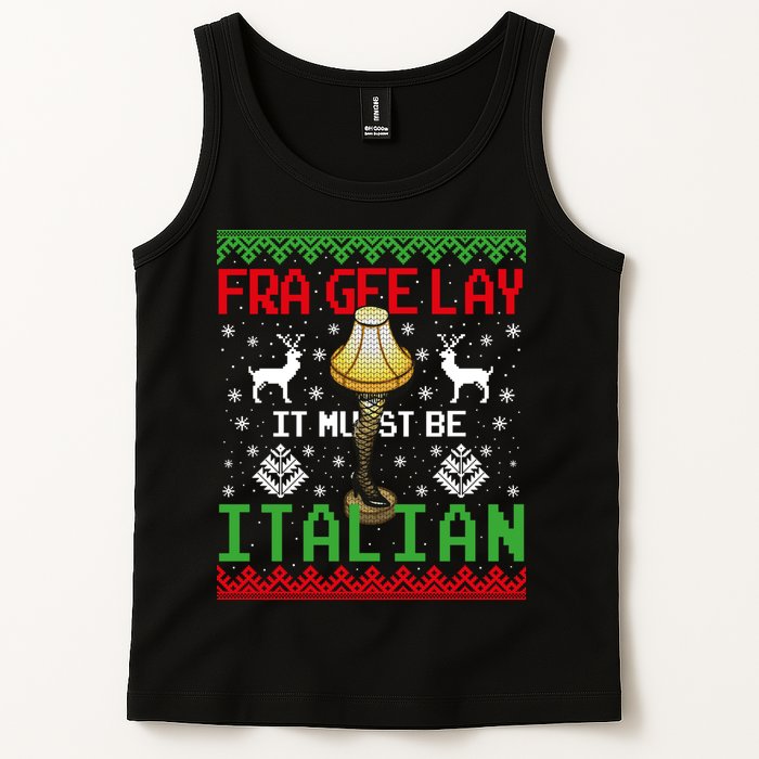 Fragile Christmas Leg Lamp FRA GEE LAY It Must Be Italian Ugly Sweater Tank Top