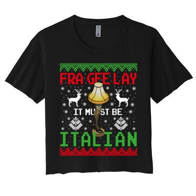 Fragile Christmas Leg Lamp FRA GEE LAY It Must Be Italian Ugly Sweater Crop Top