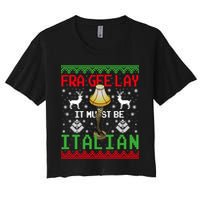 Fragile Christmas Leg Lamp FRA GEE LAY It Must Be Italian Ugly Sweater Crop Top
