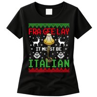 Fragile Christmas Leg Lamp FRA GEE LAY It Must Be Italian Ugly Sweater Womens T-Shirt