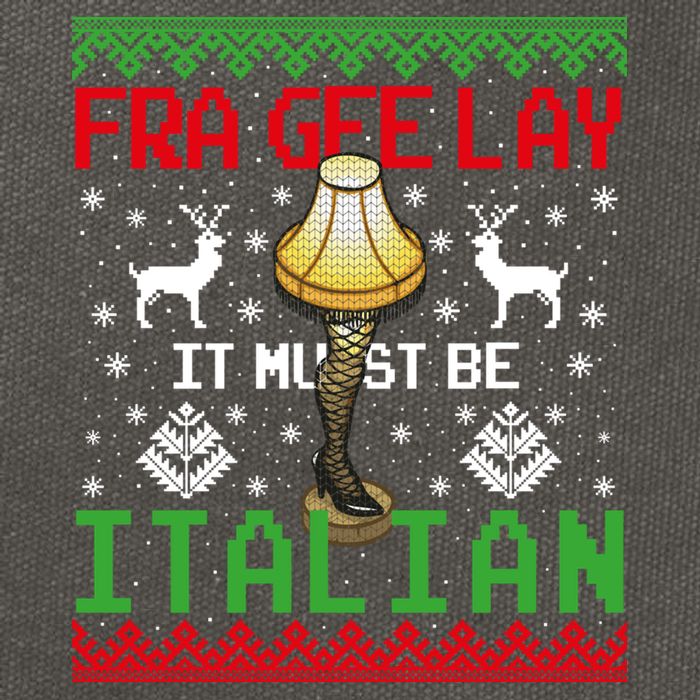 Fragile Christmas Leg Lamp FRA GEE LAY It Must Be Italian Ugly Sweater Cotton Canvas Backpack