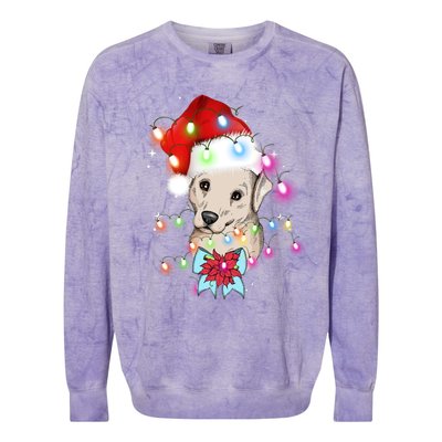 Christmas Lights Labrador Retriever Funny Xmas Cute Gift Colorblast Crewneck Sweatshirt