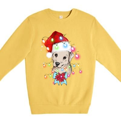 Christmas Lights Labrador Retriever Funny Xmas Cute Gift Premium Crewneck Sweatshirt