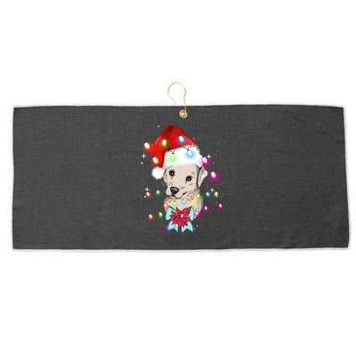 Christmas Lights Labrador Retriever Funny Xmas Cute Gift Large Microfiber Waffle Golf Towel