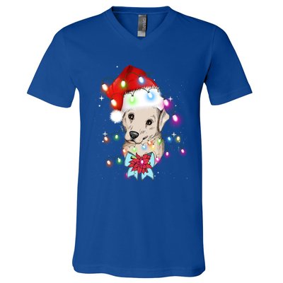 Christmas Lights Labrador Retriever Funny Xmas Cute Gift V-Neck T-Shirt