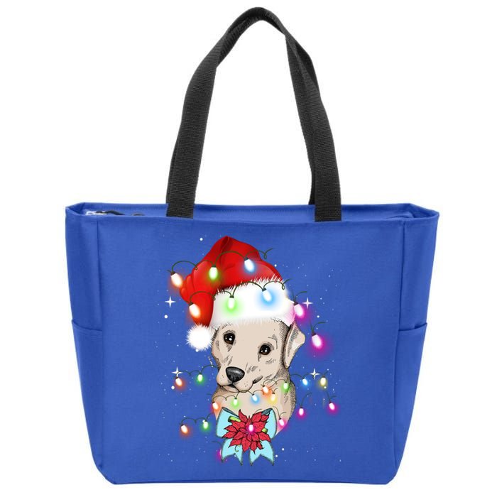 Christmas Lights Labrador Retriever Funny Xmas Cute Gift Zip Tote Bag