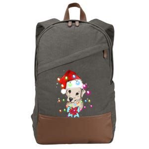 Christmas Lights Labrador Retriever Funny Xmas Cute Gift Cotton Canvas Backpack