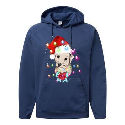 Christmas Lights Labrador Retriever Funny Xmas Cute Gift Performance Fleece Hoodie