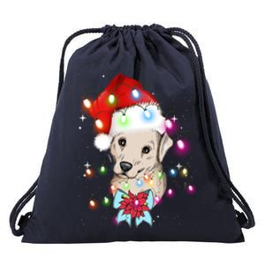 Christmas Lights Labrador Retriever Funny Xmas Cute Gift Drawstring Bag