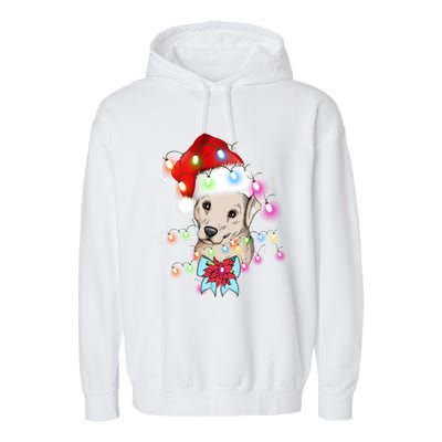 Christmas Lights Labrador Retriever Funny Xmas Cute Gift Garment-Dyed Fleece Hoodie