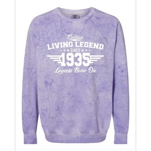 Certified Living Legend Since 1935 Legends Never Die 90th Birthday Colorblast Crewneck Sweatshirt