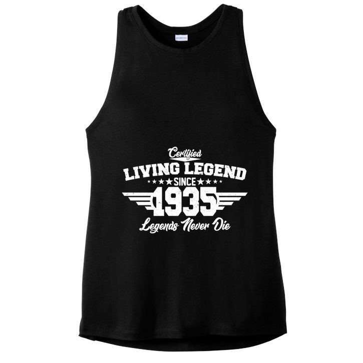 Certified Living Legend Since 1935 Legends Never Die 90th Birthday Ladies PosiCharge Tri-Blend Wicking Tank