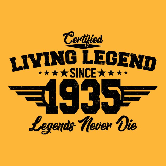 Certified Living Legend Since 1935 Legends Never Die 90th Birthday Cooling Performance Crew T-Shirt