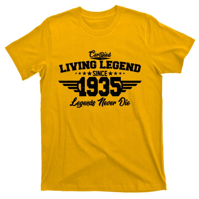 Certified Living Legend Since 1935 Legends Never Die 90th Birthday T-Shirt