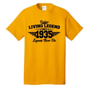 Certified Living Legend Since 1935 Legends Never Die 90th Birthday Tall T-Shirt