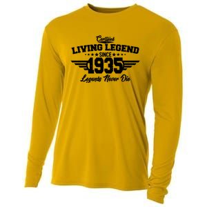 Certified Living Legend Since 1935 Legends Never Die 90th Birthday Cooling Performance Long Sleeve Crew